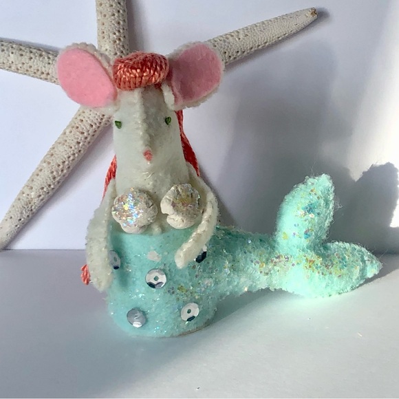 Handmade Other - Mermaid Mouse Mermouse! hand-sewn felt fun, minty green tail shells handmade